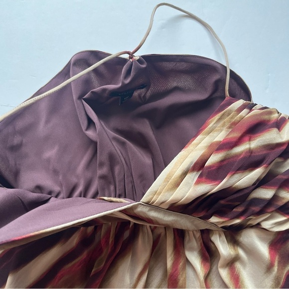 Ann Taylor Silk Dress Water Color Animal Print Flowy Lined Lightweight Tan Sz 6P - Picture 12 of 14